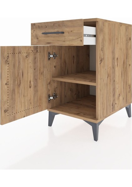 Kronos Komodin Tek Raflı Tek Çekmeceli Tek Kapaklı 44X59X80 Çam-Çam fırsatları