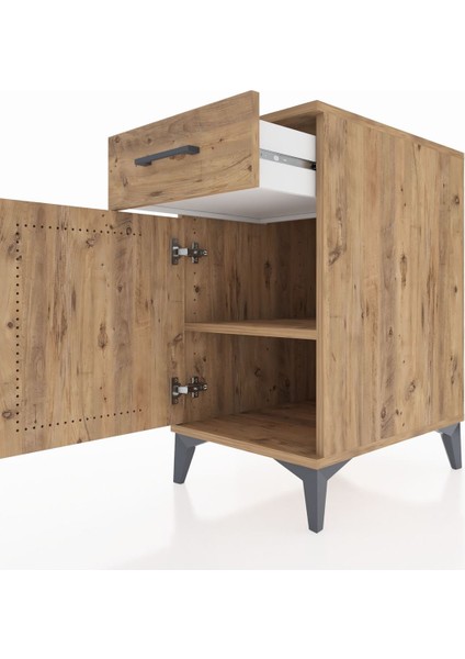 Kronos Komodin Tek Raflı Tek Çekmeceli Tek Kapaklı 44X59X80 Çam-Çam indirimleri