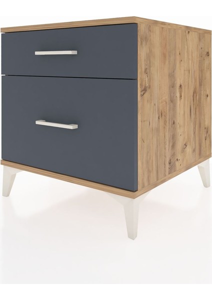 Kronos Komodin 2 Çekmeceli 60X59X64 Çam-Antrasit indirimleri