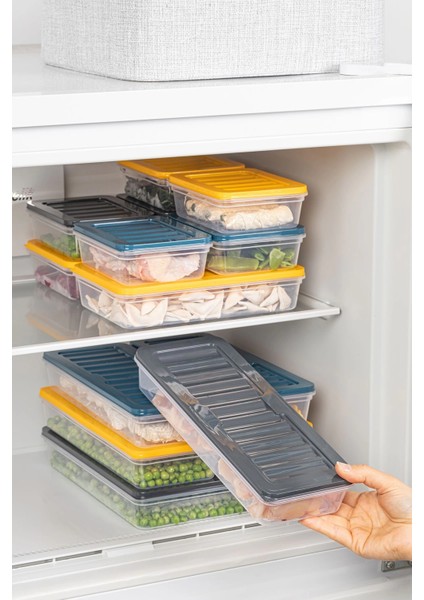 8'li Saklama Kabı , Mikrodalga Uyumlu Erzak Saklama Kabı Antrasit 8 x 2400 ml fırsatları