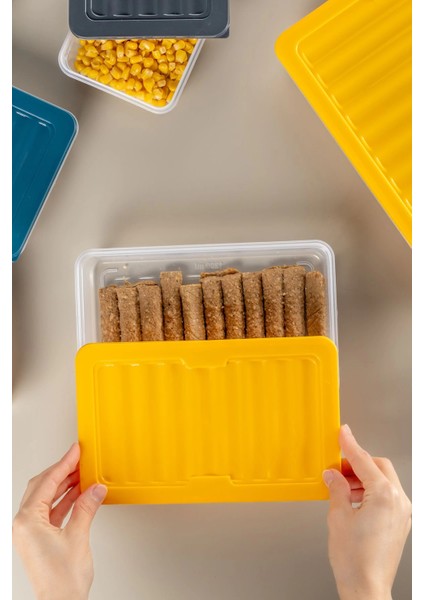 8'li Saklama Kabı , Mikrodalga Uyumlu Erzak Saklama Kabı Antrasit 8 x 2400 ml