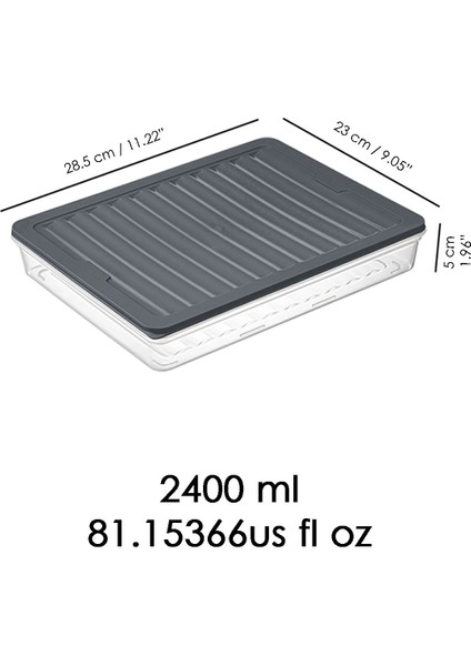 8'li Saklama Kabı , Mikrodalga Uyumlu Erzak Saklama Kabı Antrasit 8 x 2400 ml