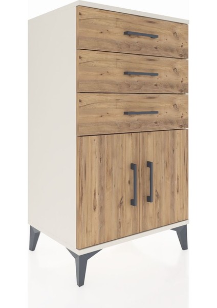 Hyperion Komodin Tek Raflı 3 Çekmeceli 2 Kapaklı 60X44X106 Aytaşı-Çam fiyatları