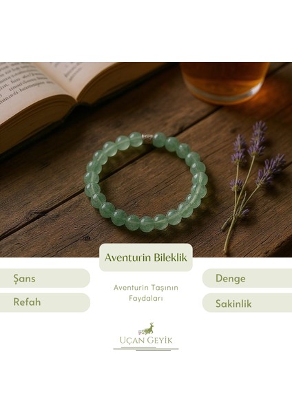 Aventurin Doğal Taş Bileklik – Şans, Bolluk ve Huzur Taşı, El Yapımı Enerji Dengeleyici Unisex Takı