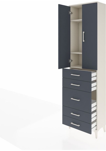 Arges Dolap 3 Raflı 5 Çekmeceli 2 Kapaklı 60X30X221 Aytaşı-Antrasit fırsatları