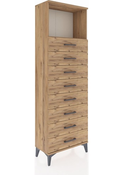 Arges Dolap Tek Raflı 8 Çekmeceli 60X30X182 Çam-Çam fiyatları