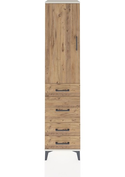 Hyperion Dolap 3 Raflı 4 Çekmeceli Tek Kapaklı 44X44X195 Aytaşı-Çam