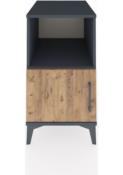 Kronos Komodin 2 Raflı Tek Kapaklı 44X59X80 Antrasit-Çam