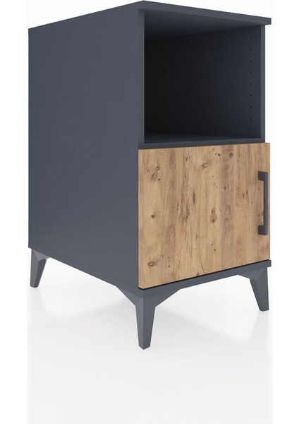 Kronos Komodin 2 Raflı Tek Kapaklı 44X59X80 Antrasit-Çam fiyatları