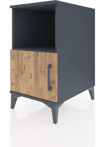 Kronos Komodin 2 Raflı Tek Kapaklı 44X59X80 Antrasit-Çam modelleri