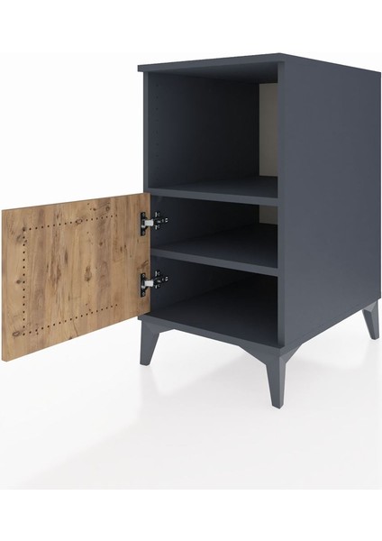 Kronos Komodin 2 Raflı Tek Kapaklı 44X59X80 Antrasit-Çam fırsatları