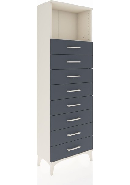 Arges Dolap Tek Raflı 8 Çekmeceli 60X30X182 Aytaşı-Antrasit fiyatları