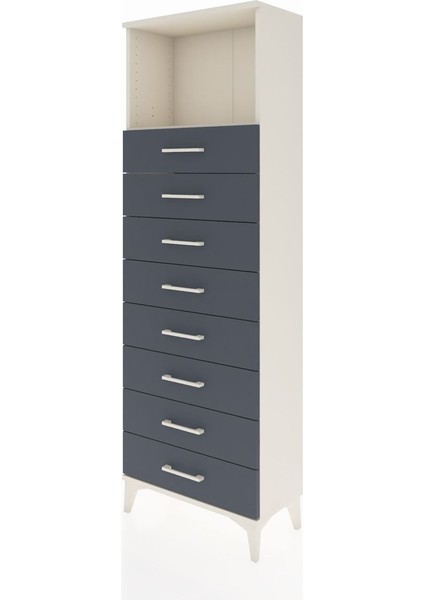 Arges Dolap Tek Raflı 8 Çekmeceli 60X30X182 Aytaşı-Antrasit modelleri