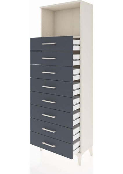 Arges Dolap Tek Raflı 8 Çekmeceli 60X30X182 Aytaşı-Antrasit fırsatları