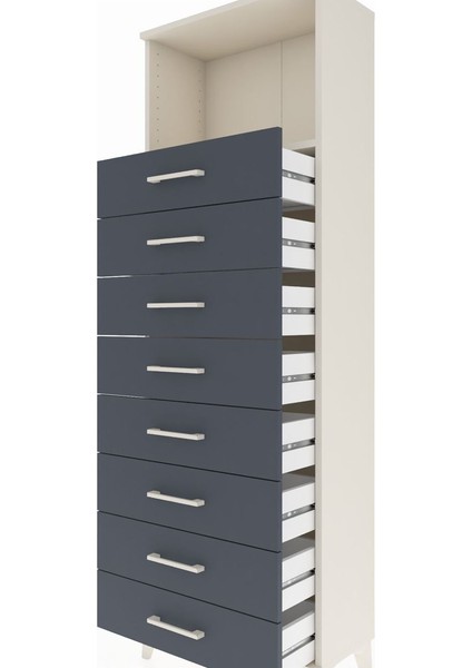 Arges Dolap Tek Raflı 8 Çekmeceli 60X30X182 Aytaşı-Antrasit indirimleri