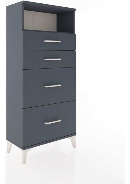 Hyperion Dolap Tek Raflı 4 Çekmeceli 60X44X134 Antrasit-Antrasit fiyatları