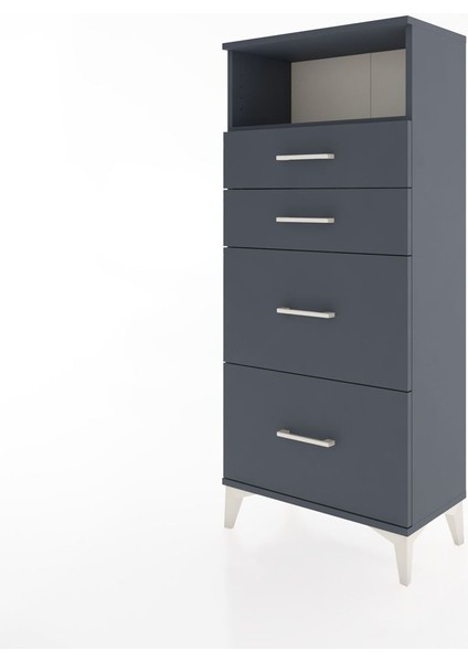 Hyperion Dolap Tek Raflı 4 Çekmeceli 60X44X134 Antrasit-Antrasit modelleri
