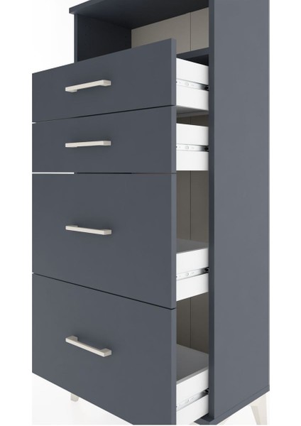 Hyperion Dolap Tek Raflı 4 Çekmeceli 60X44X134 Antrasit-Antrasit indirimleri