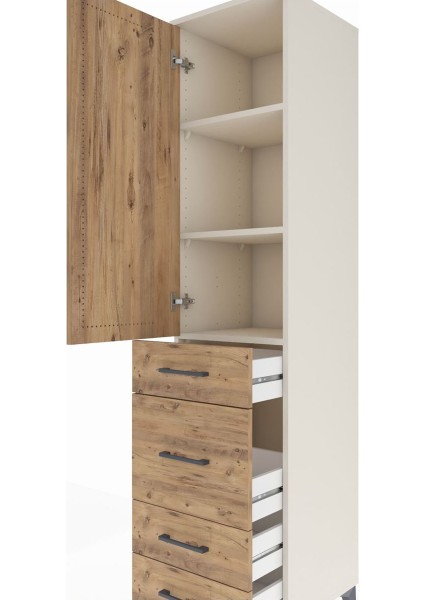 Hyperion Dolap 3 Raflı 4 Çekmeceli Tek Kapaklı 44X44X195 Aytaşı-Çam indirimleri