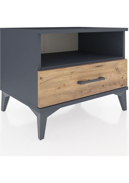 Hyperion Komodin Tek Raflı Tek Çekmeceli 60X44X48 Antrasit-Çam fiyatları