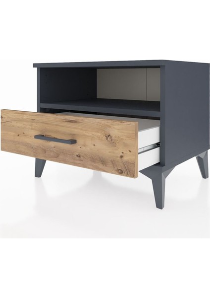 Hyperion Komodin Tek Raflı Tek Çekmeceli 60X44X48 Antrasit-Çam fırsatları