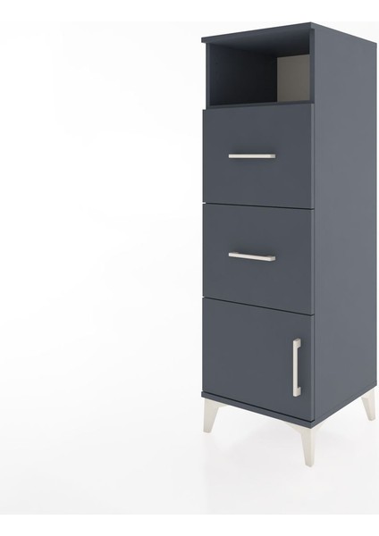 Hyperion Dolap Tek Raflı 2 Çekmeceli Tek Kapaklı 44X44X134 Antrasit-Antrasit modelleri