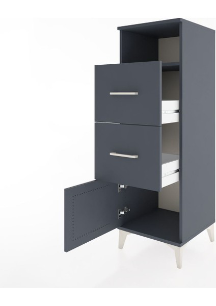 Hyperion Dolap Tek Raflı 2 Çekmeceli Tek Kapaklı 44X44X134 Antrasit-Antrasit fırsatları