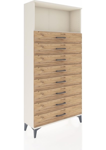 Arges Dolap Tek Raflı 8 Çekmeceli 88X30X182 Aytaşı-Çam fiyatları