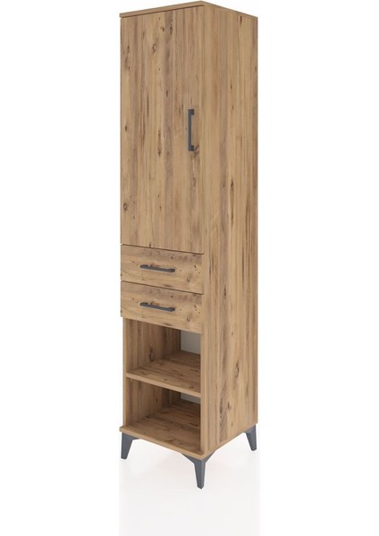 Hyperion Dolap 3 Raflı 2 Çekmeceli Tek Kapaklı 44X44X195 Çam-Çam modelleri