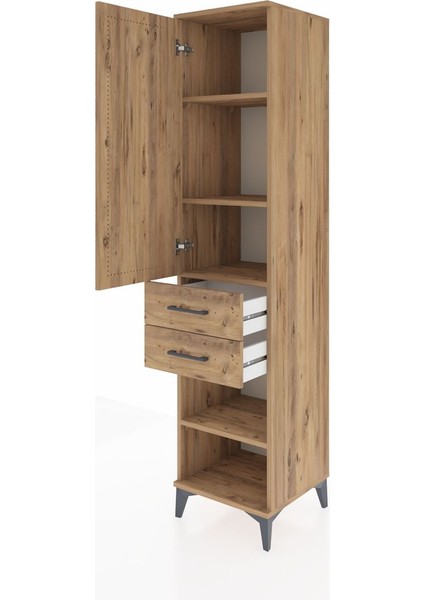 Hyperion Dolap 3 Raflı 2 Çekmeceli Tek Kapaklı 44X44X195 Çam-Çam fırsatları