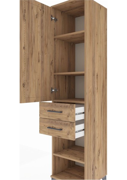 Hyperion Dolap 3 Raflı 2 Çekmeceli Tek Kapaklı 44X44X195 Çam-Çam indirimleri