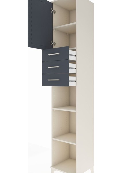 Hyperion Dolap 4 Raflı 3 Çekmeceli Tek Kapaklı 44X44X243 Aytaşı-Antrasit indirimleri