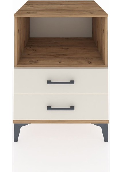 Kronos Komodin Tek Raflı 2 Çekmeceli 60X59X80 Çam-Aytaşı