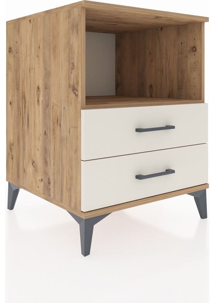 Kronos Komodin Tek Raflı 2 Çekmeceli 60X59X80 Çam-Aytaşı fiyatları