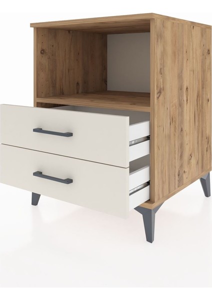 Kronos Komodin Tek Raflı 2 Çekmeceli 60X59X80 Çam-Aytaşı fırsatları