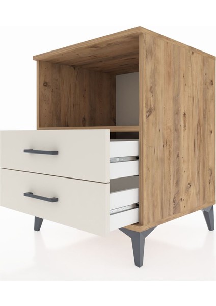 Kronos Komodin Tek Raflı 2 Çekmeceli 60X59X80 Çam-Aytaşı indirimleri