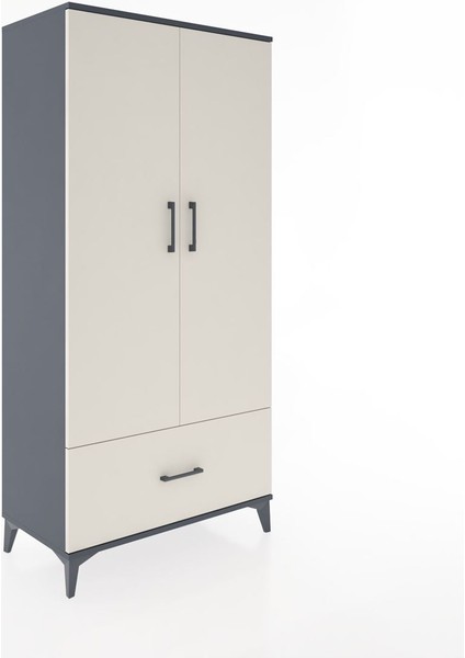 Hyperion Dolap 4 Raflı Tek Çekmeceli 2 Kapaklı 88X44X182 Antrasit-Aytaşı fiyatları