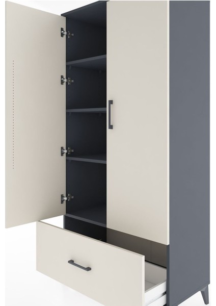 Hyperion Dolap 4 Raflı Tek Çekmeceli 2 Kapaklı 88X44X182 Antrasit-Aytaşı indirimleri