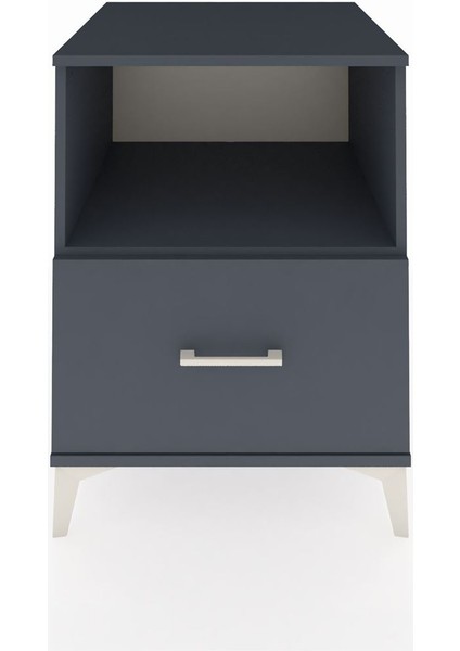 Kronos Komodin Tek Raflı Tek Çekmeceli 60X59X80 Antrasit-Antrasit