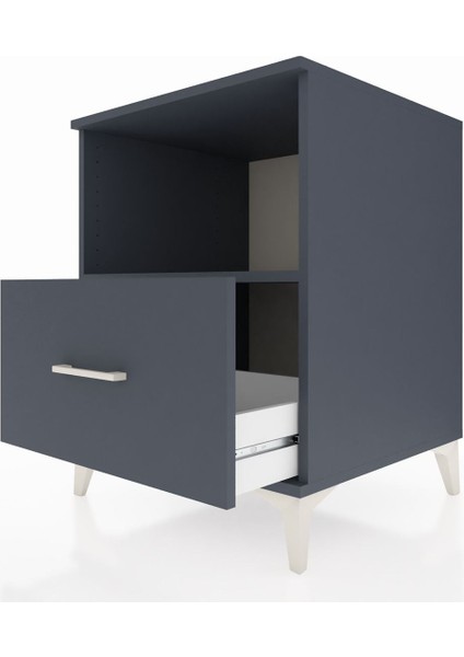 Kronos Komodin Tek Raflı Tek Çekmeceli 60X59X80 Antrasit-Antrasit indirimleri