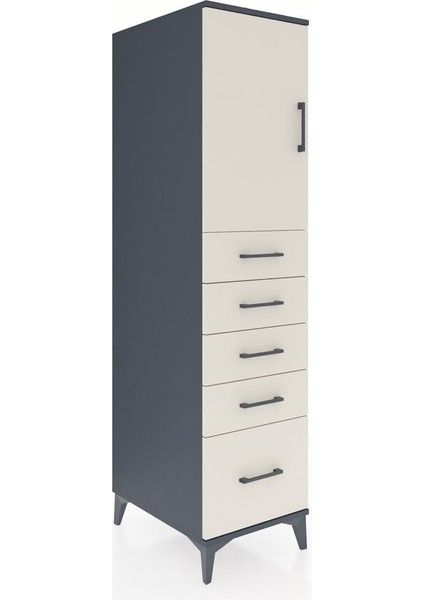 Kronos Dolap Tek Raflı 5 Çekmeceli Tek Kapaklı 44X59X182 Antrasit-Aytaşı fiyatları