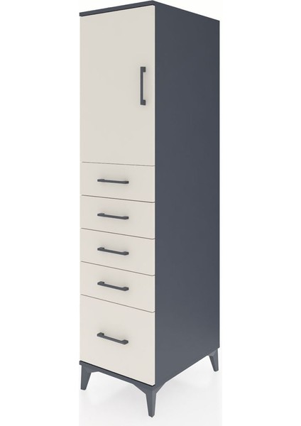 Kronos Dolap Tek Raflı 5 Çekmeceli Tek Kapaklı 44X59X182 Antrasit-Aytaşı modelleri