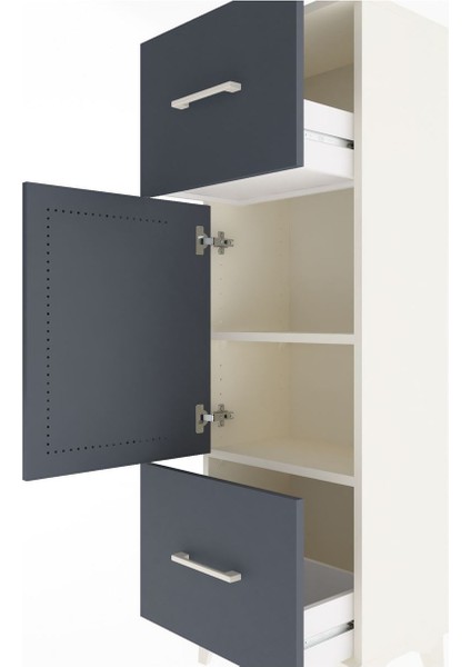 Arges Dolap 2 Raflı 2 Çekmeceli Tek Kapaklı 44X30X134 Aytaşı-Antrasit indirimleri