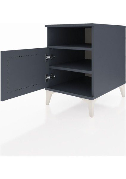 Kronos Komodin 2 Raflı Tek Kapaklı 44X59X64 Antrasit-Antrasit fırsatları