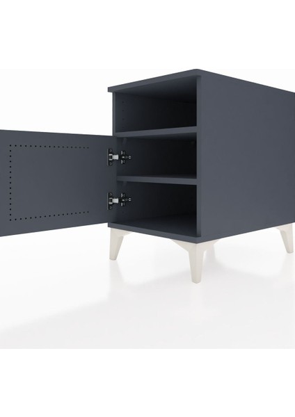 Kronos Komodin 2 Raflı Tek Kapaklı 44X59X64 Antrasit-Antrasit indirimleri