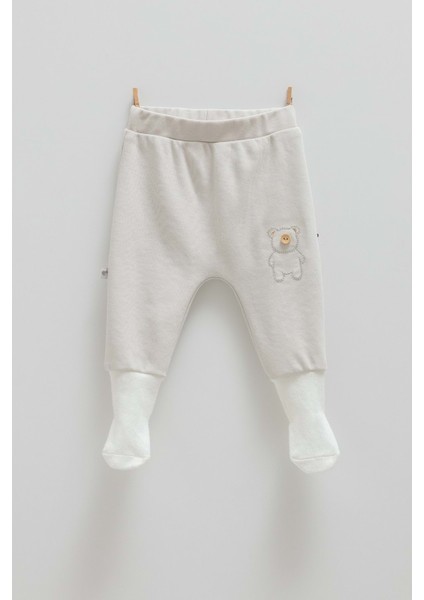 Cute Bear Çoraplı Bebek Pantolon - Caramell - APE1464 - Gri - 3 - 6 Ay - APE1464-GRI-3 - 6 Ay Gri