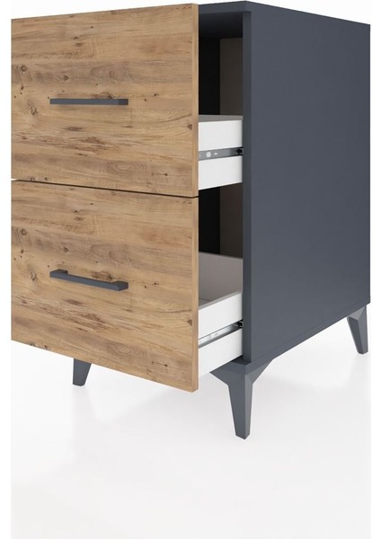 Kronos Komodin 2 Çekmeceli 44X59X80 Antrasit-Çam fırsatları