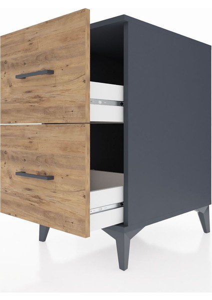 Kronos Komodin 2 Çekmeceli 44X59X80 Antrasit-Çam indirimleri