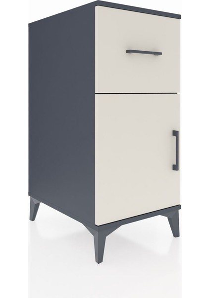 Kronos Komodin Tek Raflı Tek Çekmeceli Tek Kapaklı 44X59X96 Antrasit-Aytaşı fiyatları