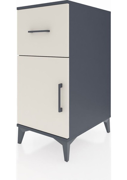 Kronos Komodin Tek Raflı Tek Çekmeceli Tek Kapaklı 44X59X96 Antrasit-Aytaşı modelleri